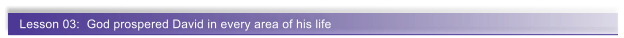Lesson 03:  God prospered David in every area of his life