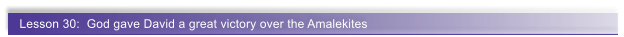 Lesson 30:  God gave David a great victory over the Amalekites